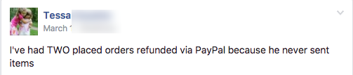 In this case, the reviewer is actually filing disputes with PayPal for the matter!