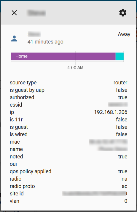 As you can see here, you actually get quite a bit of information about the device that’s connected and the details about it’s connection to the AP. These could be useful for all sorts of stuff in Home Assistant!